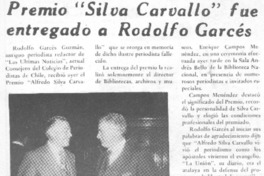Premio "Silva Carvallo" fue entregado a Rodolfo Garcés.