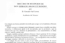 Discurso de recepcióon de Don Horacio Aránguiz Donoso