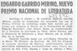Edgardo Garrido Merino, nuevo premio nacional de literatura.