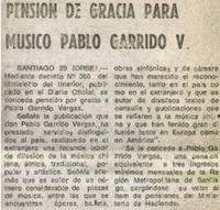 Pensión de gracia para músico Pablo Garrido V.