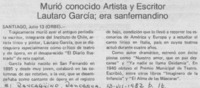 Murió conocido artista y escritor Lautaro García, era sanfernandino.