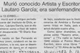 Murió conocido artista y escritor Lautaro García, era sanfernandino.