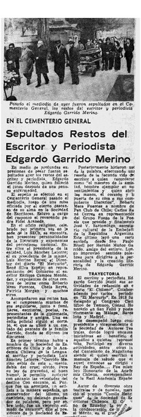 Sepultados restos del escritor y periodista Edgardo Garrido Merino.