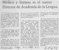 Médico y literato es el nuevo Director de Academia de la Lengua.