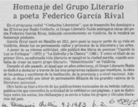 Homenaje del grupo literario poeta Federico García Rival.