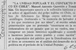 La unidad popular y el conflicto político en Chile".