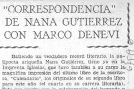 "Correspondencia" de Nana Gutiérrez con Marco Denevi.