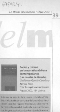 Poder y crimen en la narrativa chilena contemporanea.