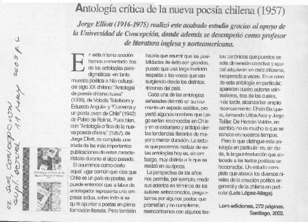 Antología crítica de la nueva poesía chilena (1957)