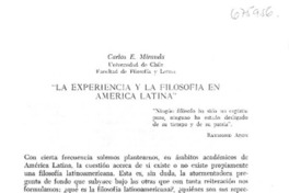 "La experiencia y la filosofía en América Latina"