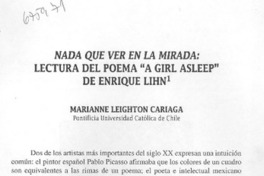Nada que ver en la mirada, lectura del poema "A girl asleep" de Enrique Lihn