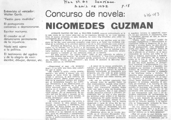 Concurso de novela: Nicomedes Guzmán.