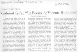 Cedomil Goic, "La poesía de Vicente Huidobro"