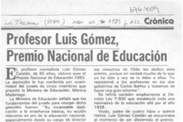 Profesor Luis Gómez premio nacional de educación.