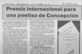 Premio internacional para una poetisa de Concepción.