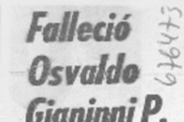 Falleció Osvaldo Gianinni P.