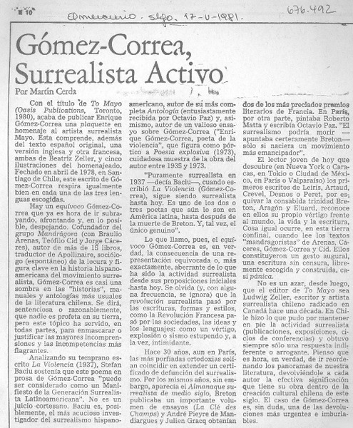 Gómez-Correa, surrealista activo