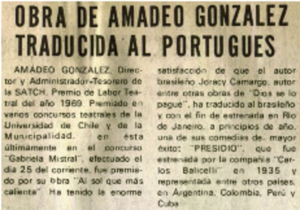 Obra de Amadeo González traducida al portugues.