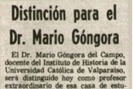 Distinción para el Dr. Mario Góngora.