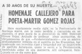 Homenaje callejero para poeta-martir Gómes Rojas.