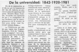 De la universidad: 1842-1920-1981.