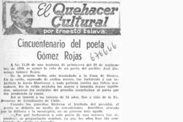 Cinceuntenario del poeta Gómez Rojas