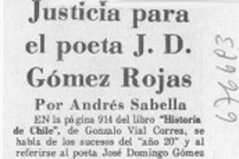 Justicia para el poeta J. D. Gómez Rojas
