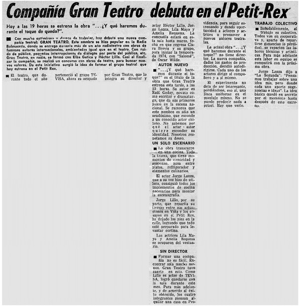 Compañía Gran teatro debuta en el Petit-Rex.