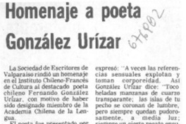 Homenaje a poeta González Urízar.
