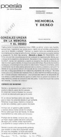 González-Urízar en la memoria y el deseo