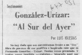 González-Urízar: "Al sur del ayer"