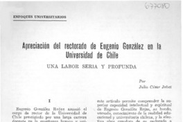 Apreciación del rectorado de Eugenio González en la Universidad de Chile