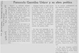 Fernando González Urízar y su obra poética