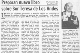 Preparan nuevo libro sobre Sor Teresa de Los Andes.