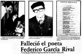 Falleció el poeta Federico García Rival.