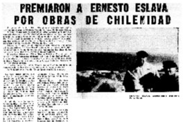 Premiaron a Ernesto Eslava por obras de chilenidad.