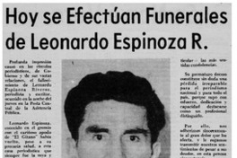 Hoy se efectúan funerales de Leonardo Espinoza R.