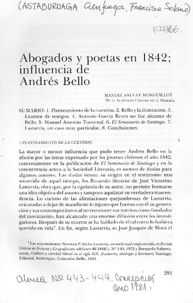 Abogados y poetas en 1942; influencia se Andrés Bello0