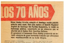 Los 70 años de César Godoy Urrutia contados por el mismo.