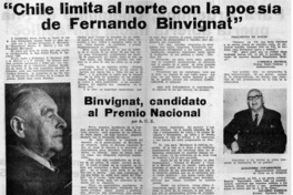 Chile limita al norte con la poesía de Fernando Binvignat".