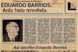 Diego Barrios: ante todo novelista