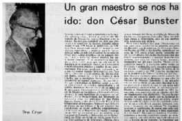 Un gran maestro se nos ha ido, don César Bunster