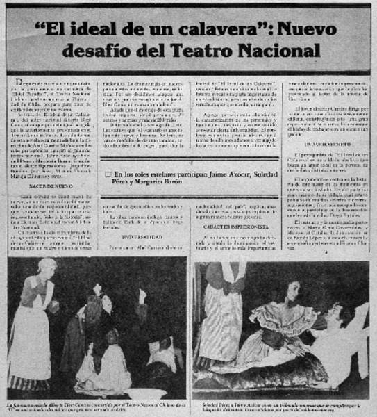 "El ideal de un calavera", nuevo desafío del Teatro Nacional.