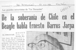 De la soberanía de Chile en el Beagle habla Ernesto Barros Jarpa.