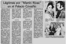 Lágrimasn por "Martín Rivas" en el Palacio Cousiño.