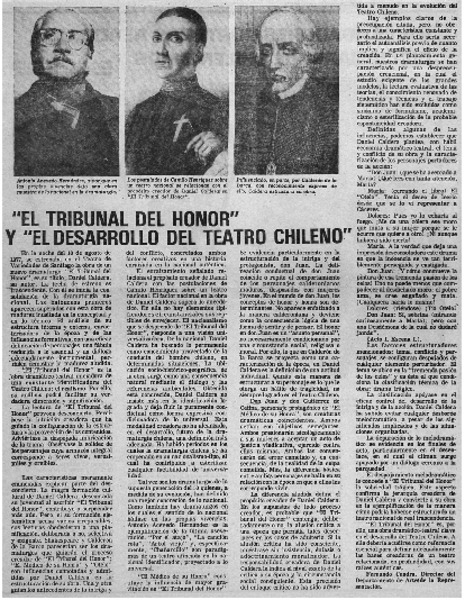 El tribunal del honor", y "el desarrollo del teatro chileno"