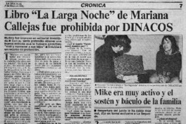 Libro "La larga noche" de Mariana Callejas fue prohibida por DINACOS : [Entrevista]