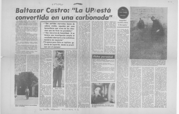 Baltazar Castro, "La UP está convertida en una carbonada": [entrevista]
