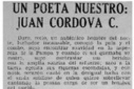 Un Poeta nuestro: Juan Cordova C.