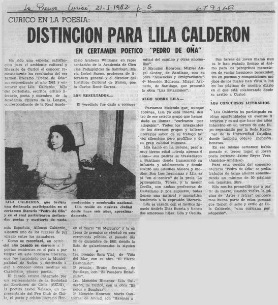 Distinción para Lila Calderón